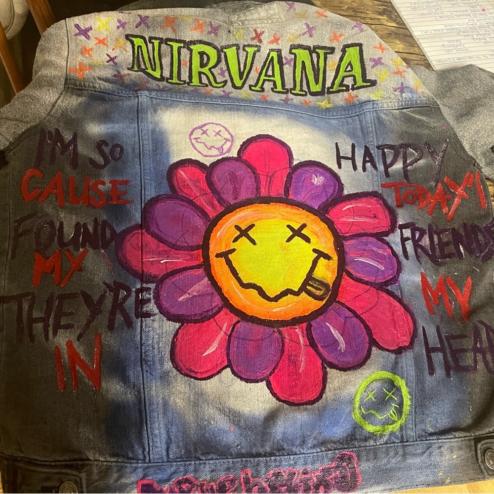 Custom hand painted nirvana Jean jacket